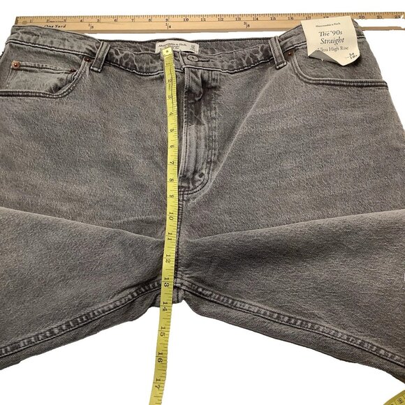 NWT Abercrombie & Fitch The 90s Straight Ultra High Rise Gray Womens 34/18R - Picture 7 of 10